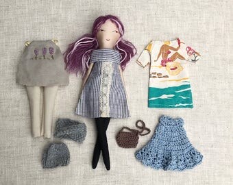 Dress up doll, Handmade cloth doll, doll set,soft doll, dolls to dress, rag doll
