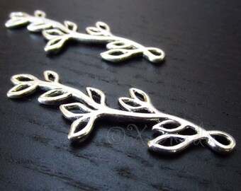 Tree Branch Charms - 5/10/20 Wholesale Antiqued Silver Plated Leaf Connector Pendants C2318