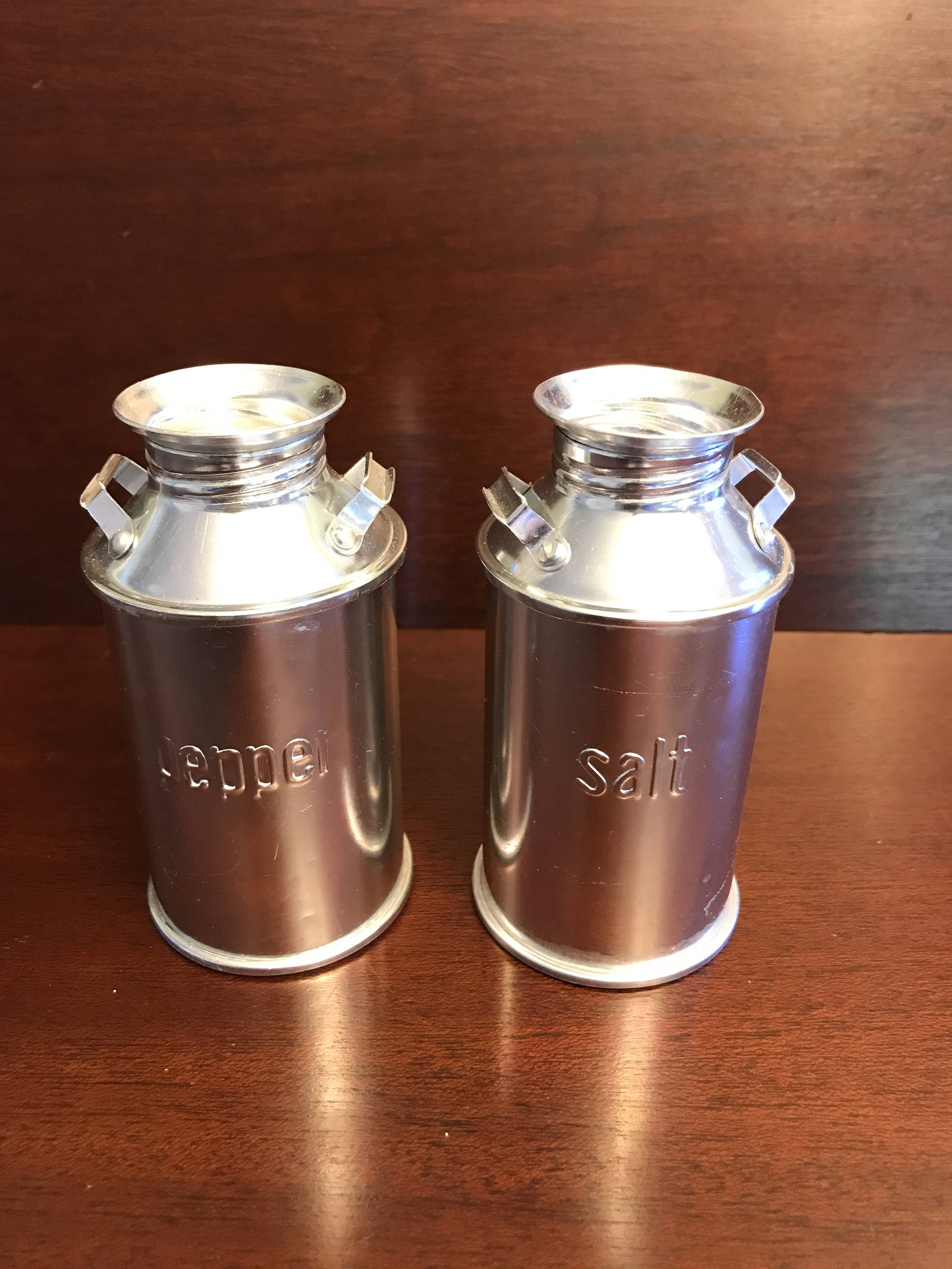 milk can salt and pepper shakers