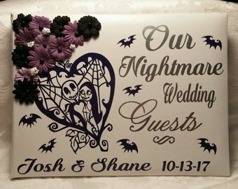 Nightmare Before Christmas, Jack and Sally, Guest Book, Halloween, Wedding, Guestbook