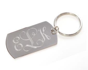 Large Custom Engraved Vine Monogram Stainless Steel Keychain, Personalized Bridesmaid Gift, Personalized Jewelry