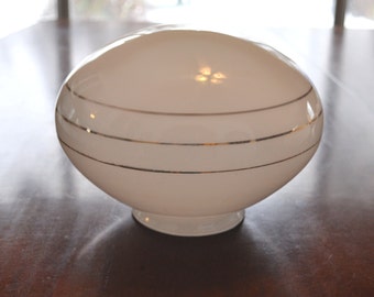 Vintage White and Gold Light Globe, Vintage Lighting, 8 1/2 in. at widest