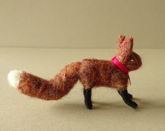 needle felted fox, christmas fox, stocking filler, fox ornament, needle felted animal, rustic gift, holiday fox, handmade fox, fox sculpture