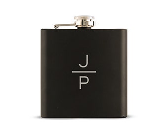 Black Monogram Flask - Black Hip Flask - Engraved Flask - Personalized Black Flask - Present - Gift - Stocking Stuffer - Christmas Gift