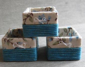 1/12th Scale Set of 3 Storage Baskets - Blue / Floral