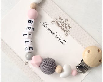 Personalized Beaded pacifier clip, baby accessories, name pacifier clip, pacifier holder, baby gift, Teething clip holder, Teething baby