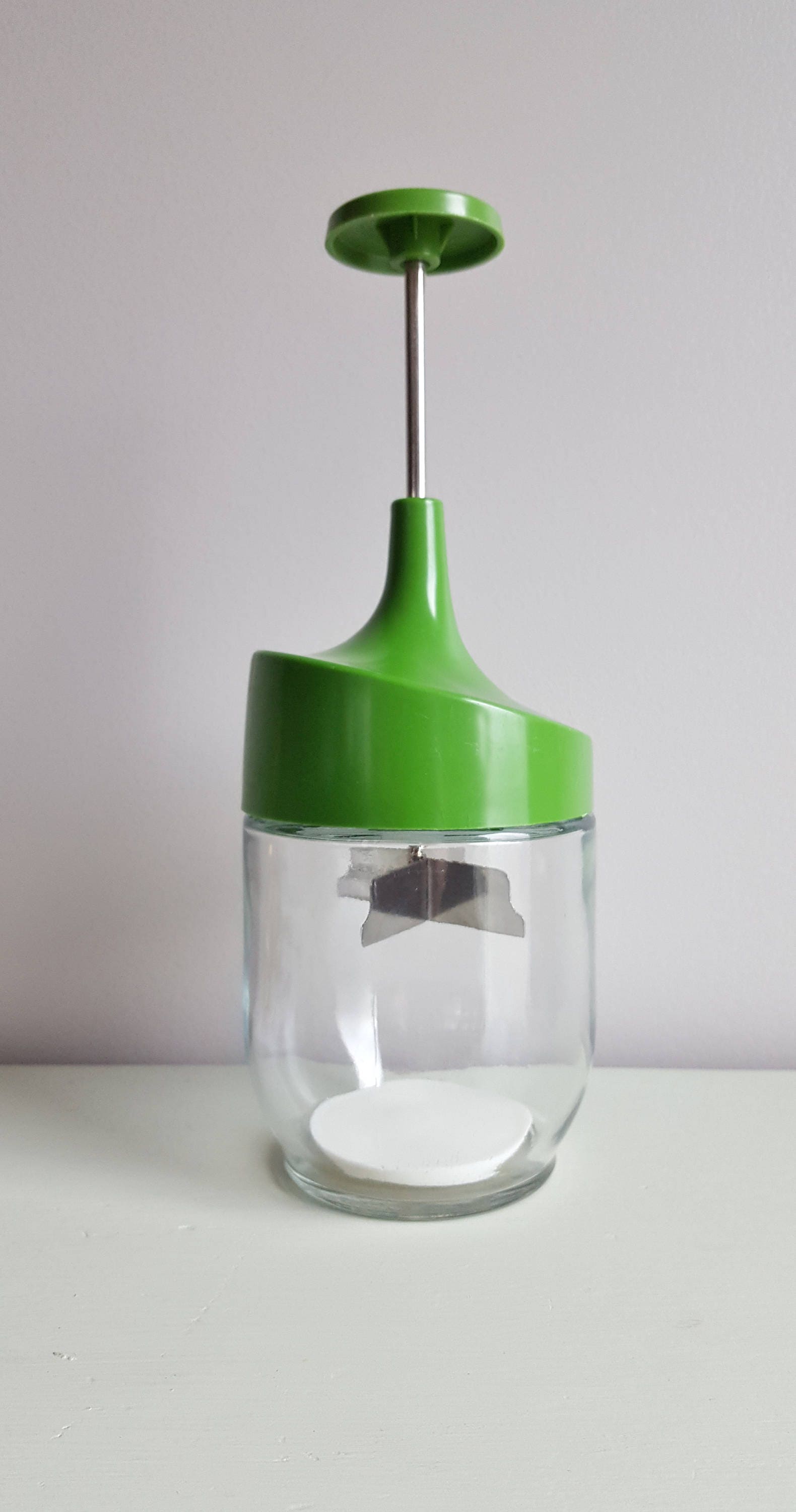 Vintage Green Gemco USA Nut Chopper 19601980 Glass Jar