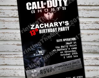 CALL of DUTY-GHOSTS- Invitation- Call Of Duty-Ghosts party, Call of Duty party's decoration, Action, War party, Video Games, BlackOps Ghosts