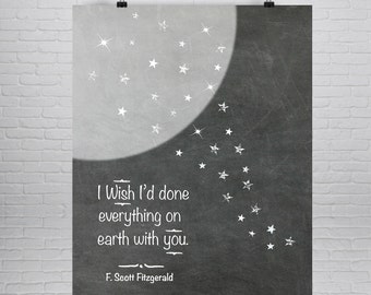 F. Scott Fitzgerald Quote Print, Great Gatsby, Love Quote, Typography Poster, Literary Art Print, First Anniversary, Valentines Day, Giclee