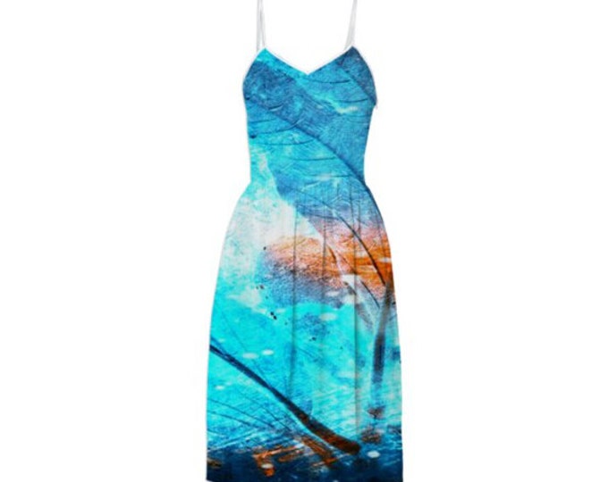 Underwater Forest Fashion Dress - Sleeveless Sundress, Braces Dress, Suspender Dress, Sling Dress,Summer Dress, Blue Dress,Custom-Made Dress