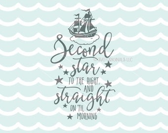 Peter Pan SVG Second Star to the Right SVG Vector file. So many uses! Cricut Explore and more. Peter Pan Stars Baby Child Nursery art SVG