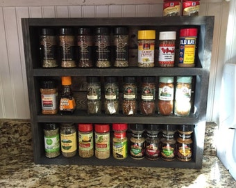 Handmade Rustic Kitchen Spice Rack - Choose Your Stain Color