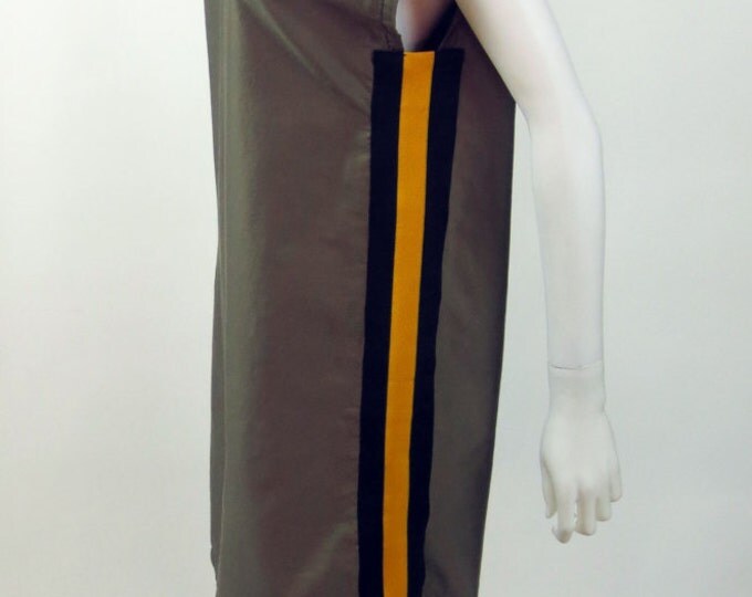 90s athletic stripe cotton satin sack dress statement dress