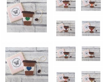 Takeaway Coffee bookmark, teacher gift, bookmark, coffee, felt bookmark, coffee lovers, Father's Day, Mother's Day, birthday , christmas