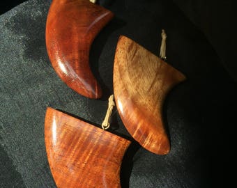 Handcrafted Hawaiian Curly Koa Surfboard Skeg Ornament Made In Hawaii