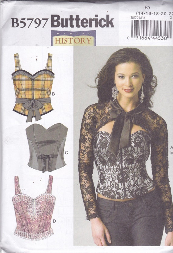 Butterick 5797 Womens Corset , Shrug and Sash in Vairiations Size 14,16,18,20,22 UNCUT by PlusPatternParadise steampunk buy now online