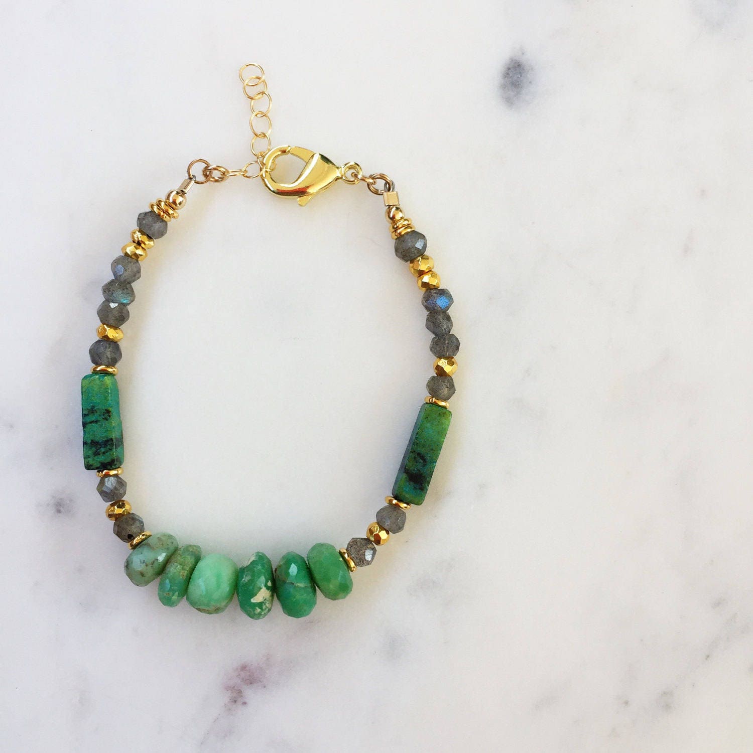 Chrysoprase Beaded Bracelet | Bridesmaid Jewelry | Green Beaded | Gypset | Raw Gemstone