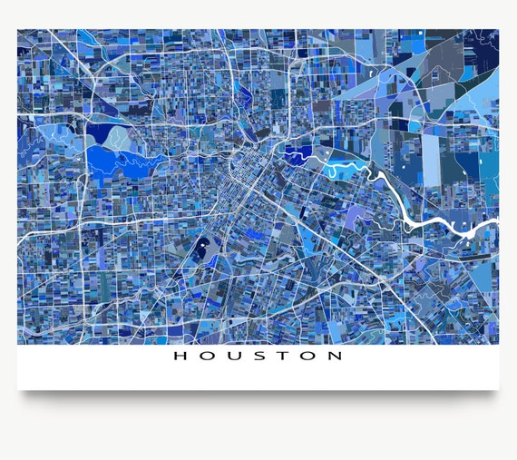 Houston Map Print Houston Texas City Art Maps by MapsAsArt