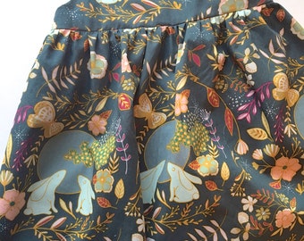Animal Floral Print Baby Dress. Bunny Print Dress. Baby Dress in Beautiful Fabric. 'Geranium Dress'. Handmade Gift Baby Girl. Modern Dress.