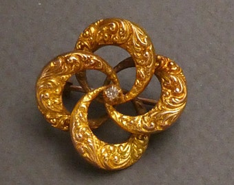 14K Diamond Knot brooch