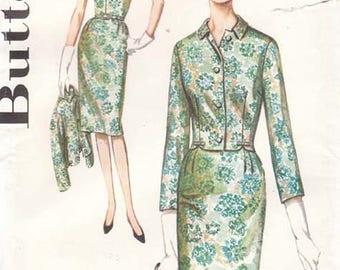 Vintage 1960s Butterick 2573 Slimliner Dress and Jacket Half Size 20 1/2, Bust 41 Uncut Factory Folds Sewing Pattern