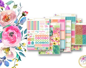 Sale 50% off POOLSIDE // Full Weekly Planner Sticker Kit for Erin Condren Vertical Life Planner