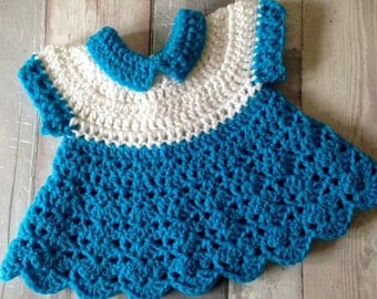 Baby Crochet Dress - Classic Collared Dress - Newborn Dress - Crochet Dress - Baby Gift - Baby Shower - Baby Shower Gift