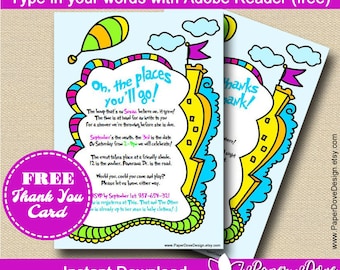 Inspired Dr Seuss Baby Shower Invitation 5x7" | Dr. Seuss Baby Shower -You EDIT with Adobe Reader & PRINT- Instant Download- DIY-Paper Dove