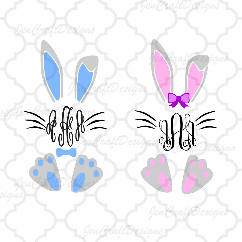 Download Easter Bunny Monogram SVG Frame, Bunny Monogram Frame Svg, Bunny Monogram Frame SVG,EPS,Dxf ...