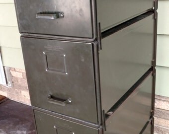 Vintage Industrial General Fireproofing Company Five Stackable Transfer File Cabinets