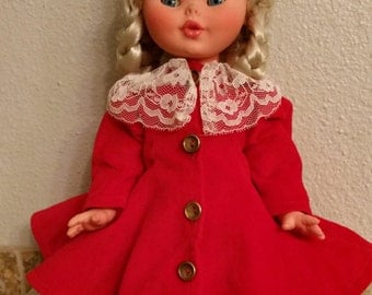Vintage dolls, Vintage Furga dolls, made in Italy dolls, Christmas doll, Red velvet doll, vintage Christmas, babydoll