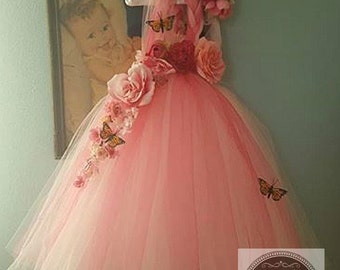 Pink flower girl dress, pink fairy dress,Halloween Costume,fairy costume, flower girl dress, Toddler flower girl, girls' dresses, tutu dress