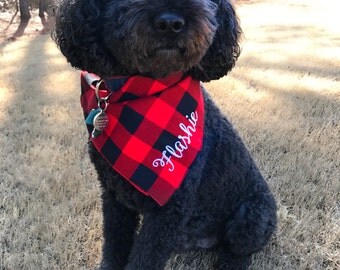 Monogrammed Bandana | Buffalo Plaid Monogrammed Dog Bandana