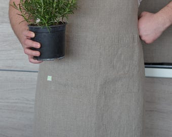 Natural linen apron / Unisex apron / Stonewashed linen / Rustic apron / Organic clothing / Chef's apron