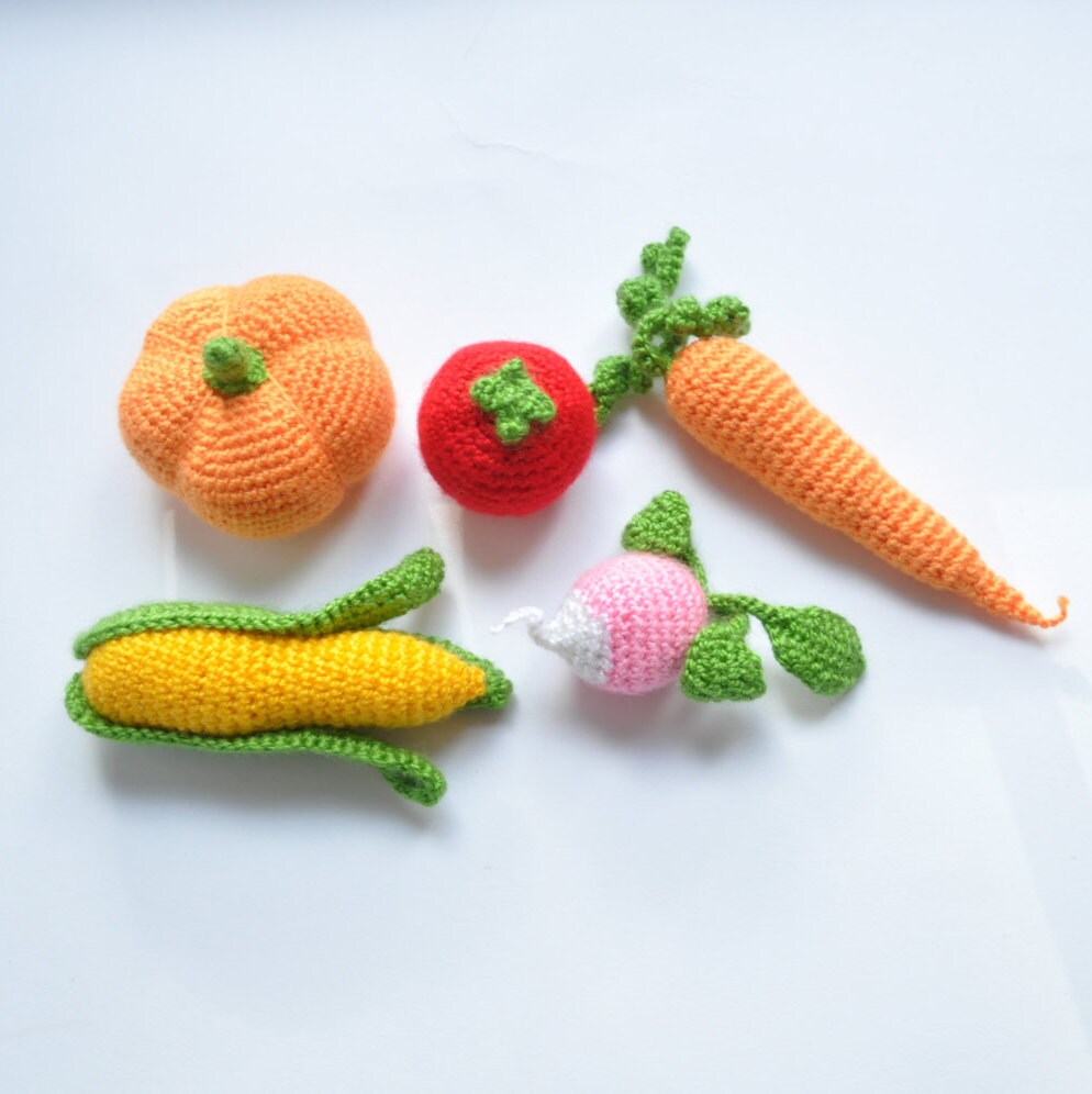 Set of 5 vegetables Crochet play food Knitted food Kitchen