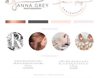 Rose Gold Logo Design,Watercolor Logo Design, Business Logo, Photography Logo, Photography Brand Package, Stamp watermark Calligraphy