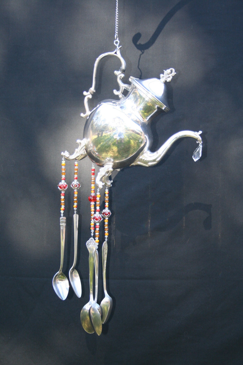 Teapot Spoon Wind Chime Silverplate Silverware Windchime