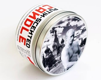 Vladimir Putin-Scented Candle | 16 oz tin | Funny Russian Politics and History Gift | Funny graduation gift | Pine, smoke and soil