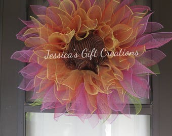 Made to Order Sunflower Mesh Wreath/Door Wreath/Spring/Front Door/Flower Wreath/Summer/Everyday Wreath/All Season/Birthday/Housewarming Gift