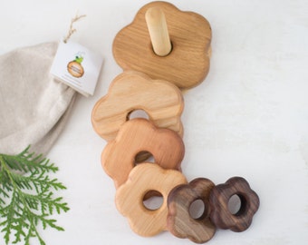 Wooden Flower Stacking Toy Fine Motor Skills Montessori Kids Learning Toy Wooden Toy Eco Friendly Waldorf Educational toy