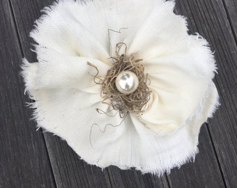 Cream Linen Fabric Flower