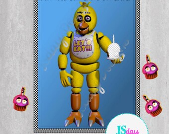 Pin the Tail Game; FNaF; Five Nights at Freddy's party supplies; Chica; Cupcake: Pin the Cupcake; party games