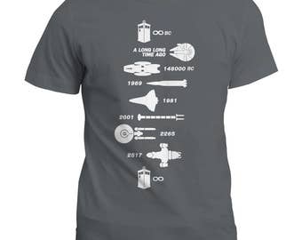 spaceship timeline t shirt