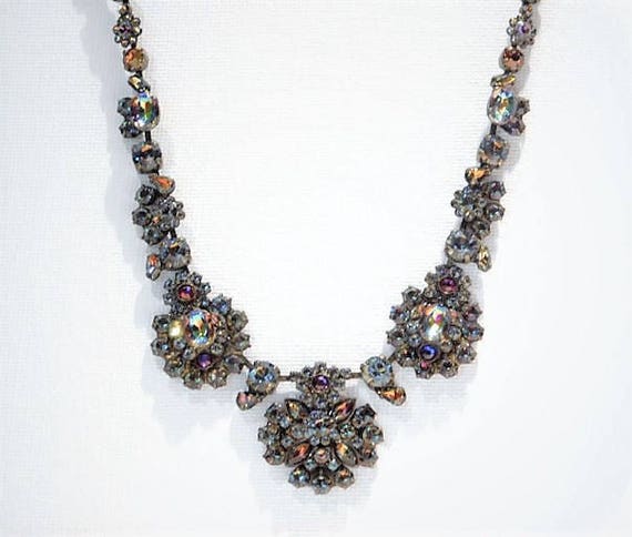 Designer SORRELLI Rhinestone Necklace VITRAIL Swarovski Austria Crystal Couture Vintage Runway Fashion Jewelry Multi Color Watermelon