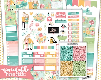 Romance Deluxe Weekly Kit | PRINTABLE Planner Stickers | Pdf, Jpg, and Png Format | ECLP Vertical Planner Stickers
