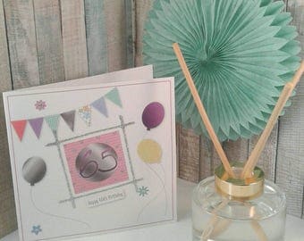 65th BIRTHDAY CARD/ Greetings Card/ Milestone Birthdays/ SIXTY Five/ Bunting/ Balloons/ Flowers / personalised