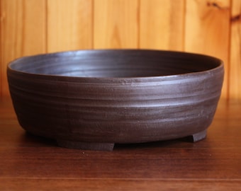 Large (32cm) dark brown unglazed pot