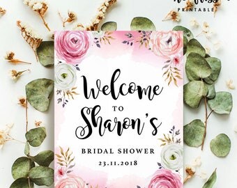 Printable Welcome Sign | Watercolor Floral Party Welcome Sign | Poster | Signage | Personalised | Printable ONLY | Digital ONLY