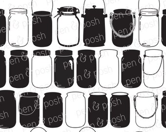 Svg - Mason Jar SVG - Jar SVG - Mason Jar Cut File for Cricut and Slhouette - Mason Jar Clipart - Mason jar Dxf - Mason Jar Cut File