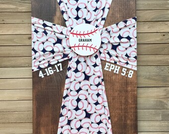Baptism Gift for Boy, Baseball Gifts, Personalized Baptism Cross, Personalized Cross, Baptism Gift for Godson, Godson Baptism Gift, Boy Gift